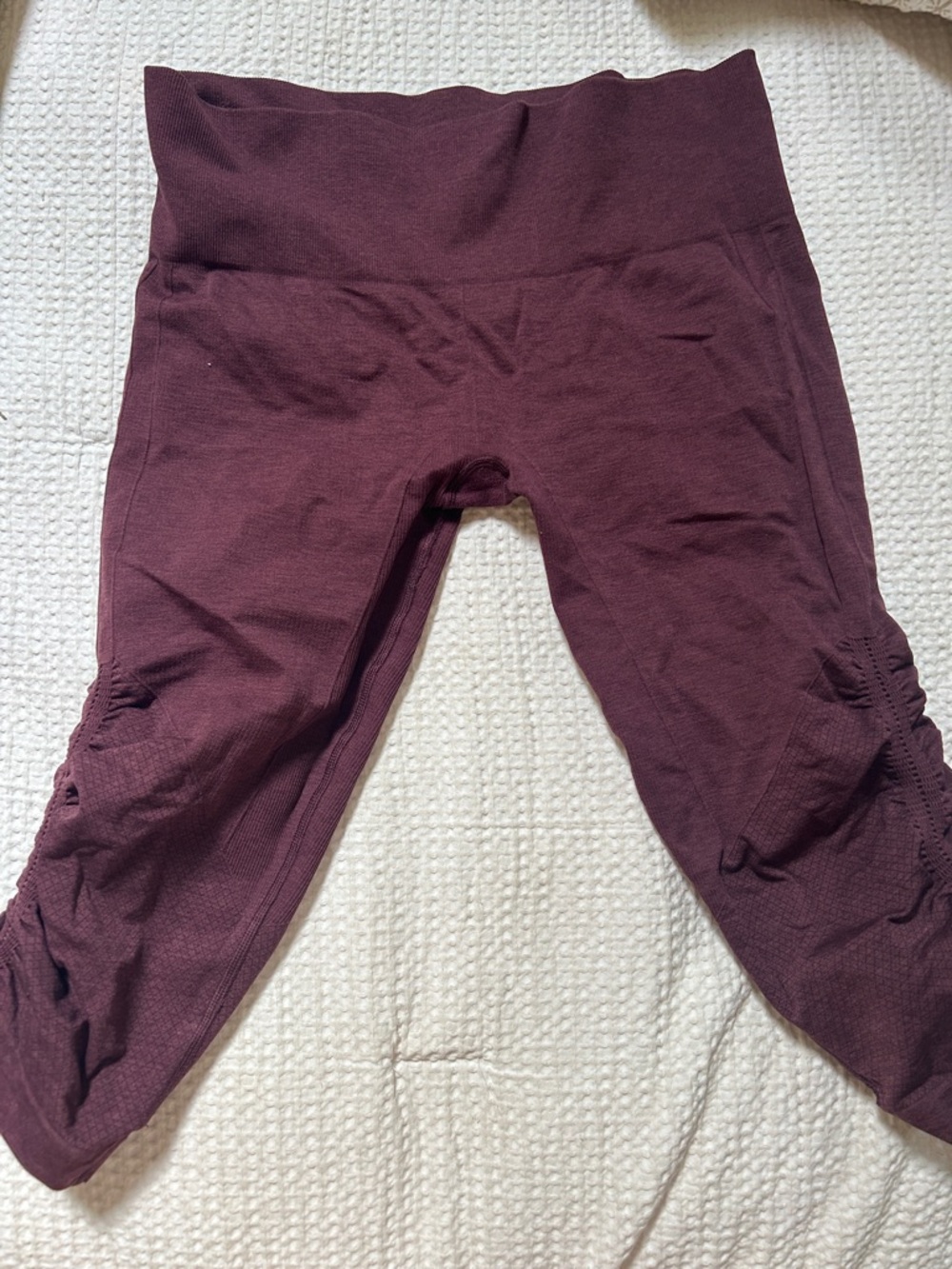 Lululemon Burgundy Ruched Capri Active Leggings